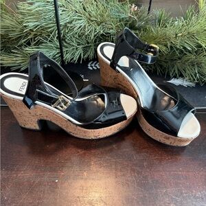 Fendi Black Patent Leather Platform Sandals